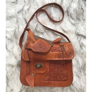 Vintage Hand-Tooled Saddle Purse from Mexico
